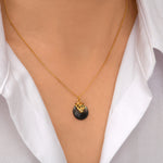 Collier pendentif fin réglable Positano nacre et cristal - gris Nacre grise
