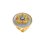 Bague large ajustable Positano en nacre blanche - blanc Nacre blanche