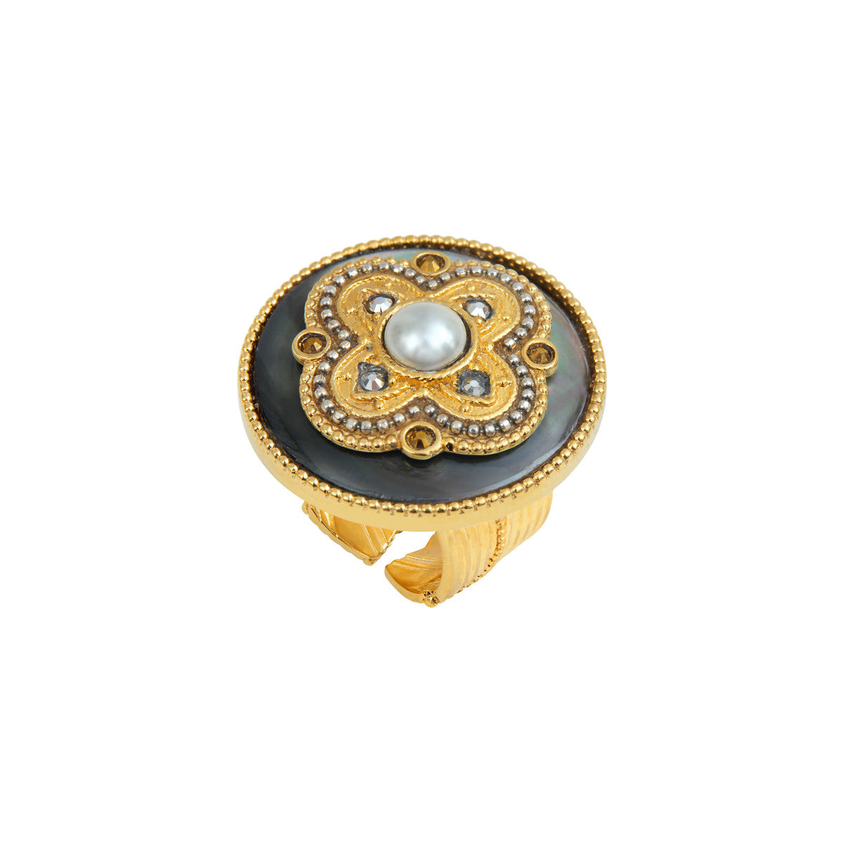 Bague large ajustable Positano en nacre grise - gris Nacre grise