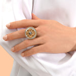Bague large ajustable Positano en nacre blanche - blanc Nacre blanche
