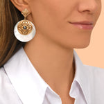 Boucles d'oreilles Positano nacre cristaux et cabochon nacré - blanc Nacre blanche