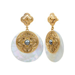 Boucles d'oreilles Positano nacre cristaux et cabochon nacré - blanc Nacre blanche