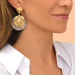 Boucles d'oreilles Positano nacre cristaux et cabochon nacré - gris Nacre grise
