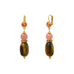 Boucles d'oreilles dormeuses Tiki pierres gemmes - rose Rose