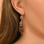 Boucles d'oreilles dormeuses Tiki pierres gemmes - rose Rose