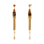 Boucles d'oreilles longues Tiki pierres gemmes - rose Rose