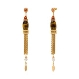 Boucles d'oreilles longues Tiki pierres gemmes - rose Rose