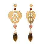 Boucles d'oreilles Tiki métal doré et pierres gemmes - rose Rose