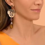 Boucles d'oreilles Tiki métal doré et pierres gemmes - rose Rose