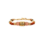 Bracelet Tiki en perles gemmes et perle filigrane - rose Rose