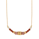 Collier court Tiki perles gemmes et filigrane - rose Rose