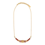 Collier court Tiki perles gemmes et filigrane - rose Rose