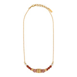 Collier court Tiki perles gemmes et filigrane - rose Rose