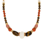 Collier court Tiki en perles dures - rose Rose