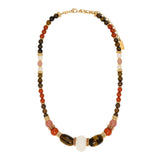 Collier court Tiki en perles dures - rose Rose