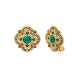 Boucles d'oreilles clips Positano cabochon pierre effet malachite - vert Vert
