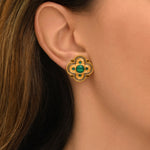 Boucles d'oreilles clips Positano cabochon pierre effet malachite - vert Vert