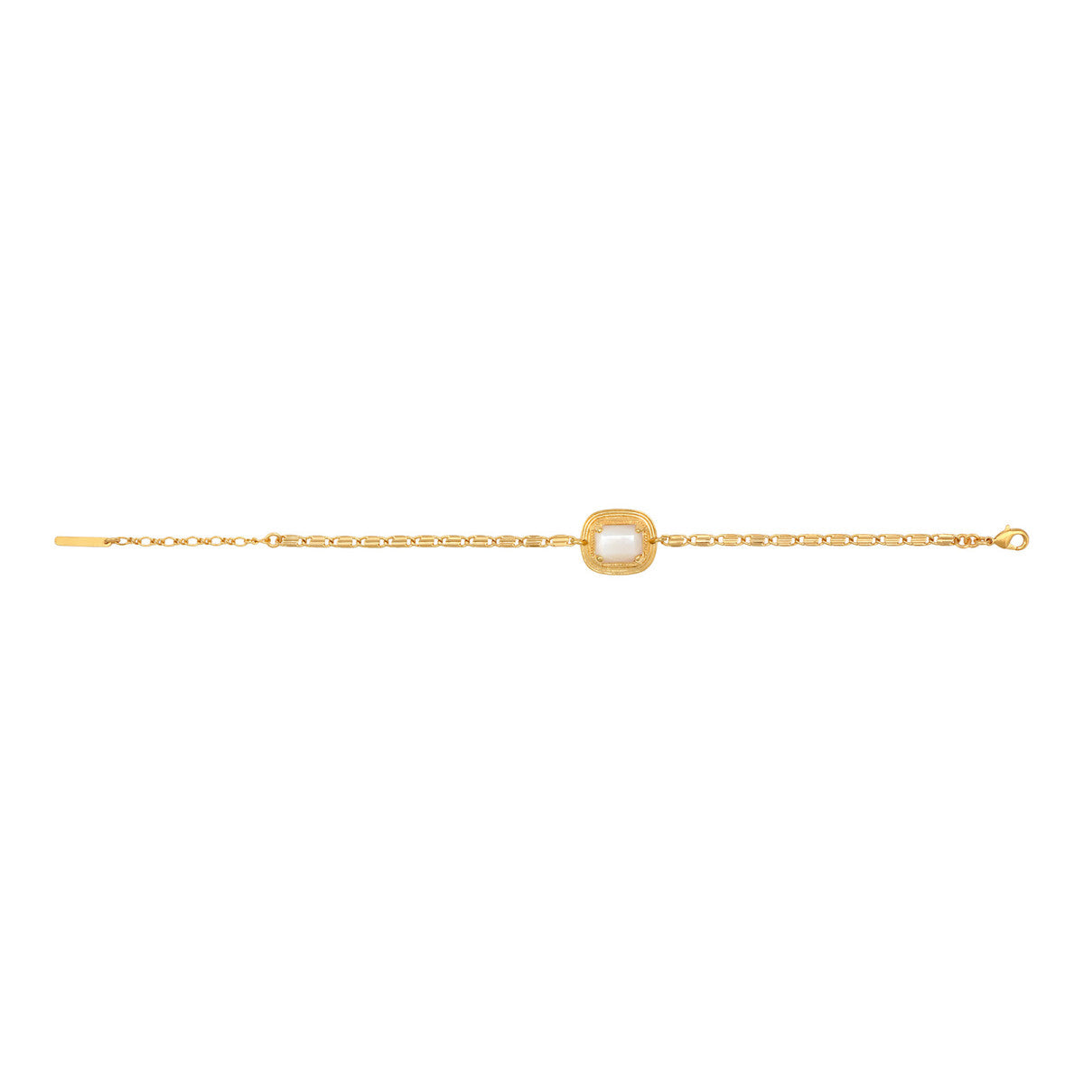 Bracelet fin réglable art déco métal doré cabochon - nacre Nacre