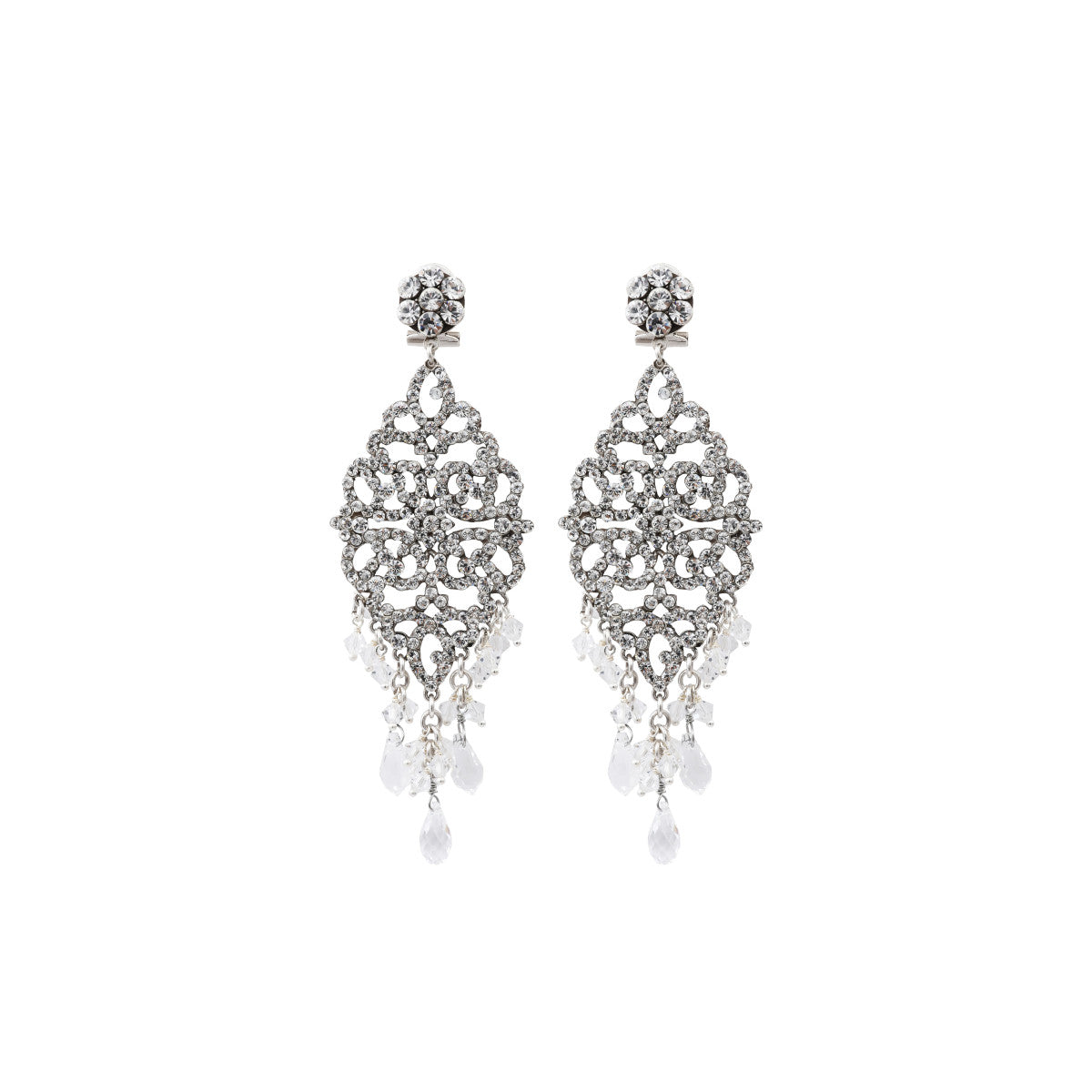 Boucles d'oreilles strass cristaux Prestige - argent Argent