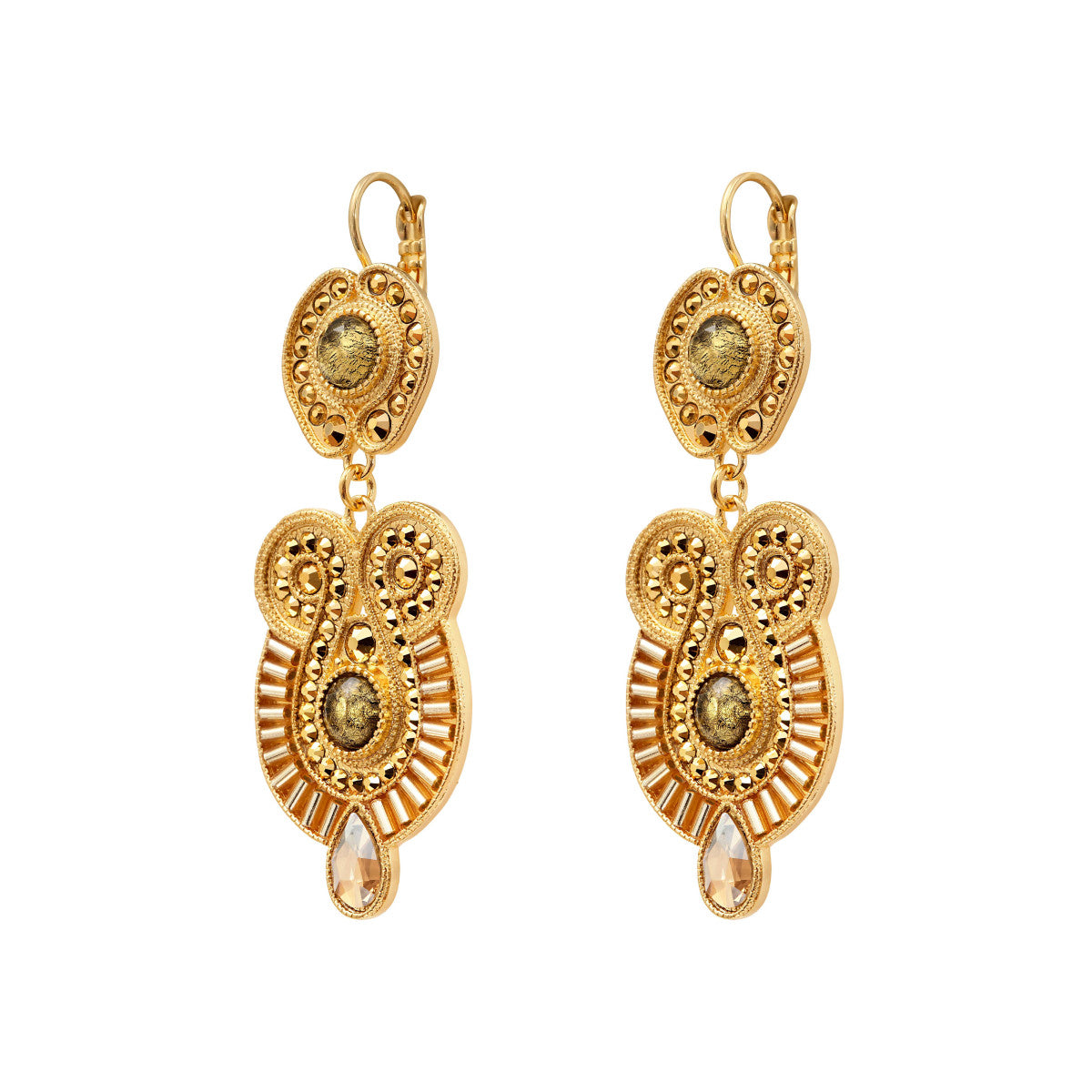 Boucles d'oreilles dormeuses Circus cabochons pâte de verre - doré Dore