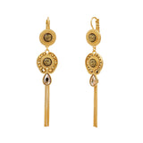 Boucles d'oreilles dormeuses longues Circus chaînettes et cristaux - doré Dore