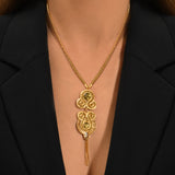 Collier pendentif Circus cabochons pâte de verre et cristaux - doré Dore