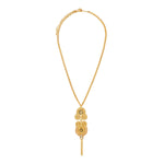 Collier pendentif Circus cabochons pâte de verre et cristaux - doré Dore