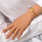 Bracelet chaîne réglable Positano cabochon nacré et cristaux - blanc Nacre grise