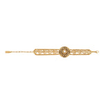 Bracelet manchette réglable Positano triple rang cabochon nacré cristaux - blanc Nacre grise