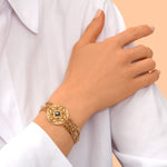 Bracelet manchette réglable Positano triple rang cabochon nacré cristaux - gris Nacre blanche