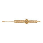 Bracelet manchette réglable Positano triple rang cabochon nacré cristaux - gris Nacre blanche