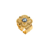 Positano adjustable ring - grey mother-of-pearl
