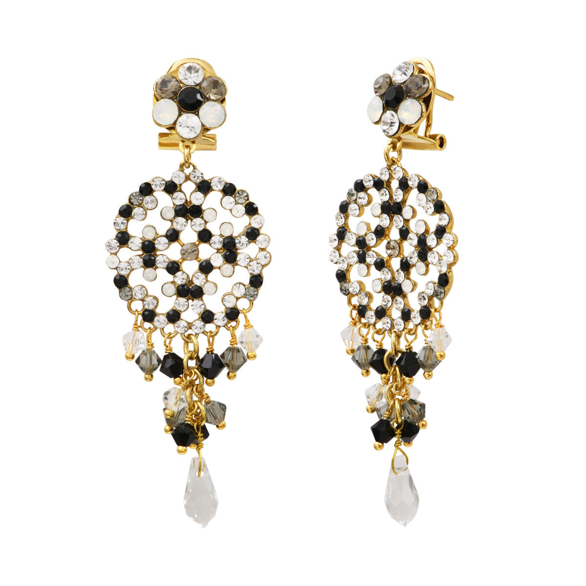 Boucles d'oreilles Chiara strass- noir et blanc Noir blanc