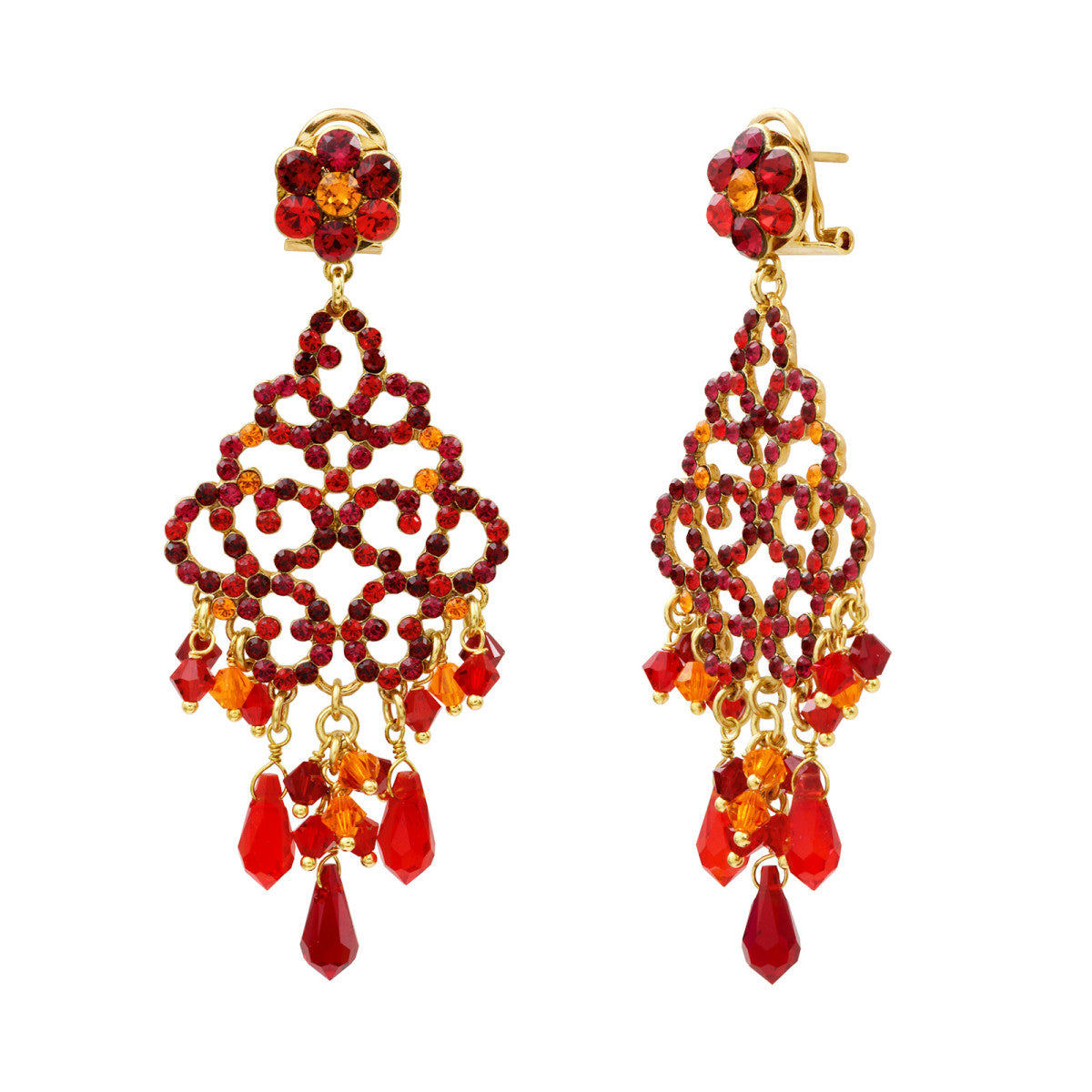 Boucles d'oreilles longues Chiara - rouge Multi rouge