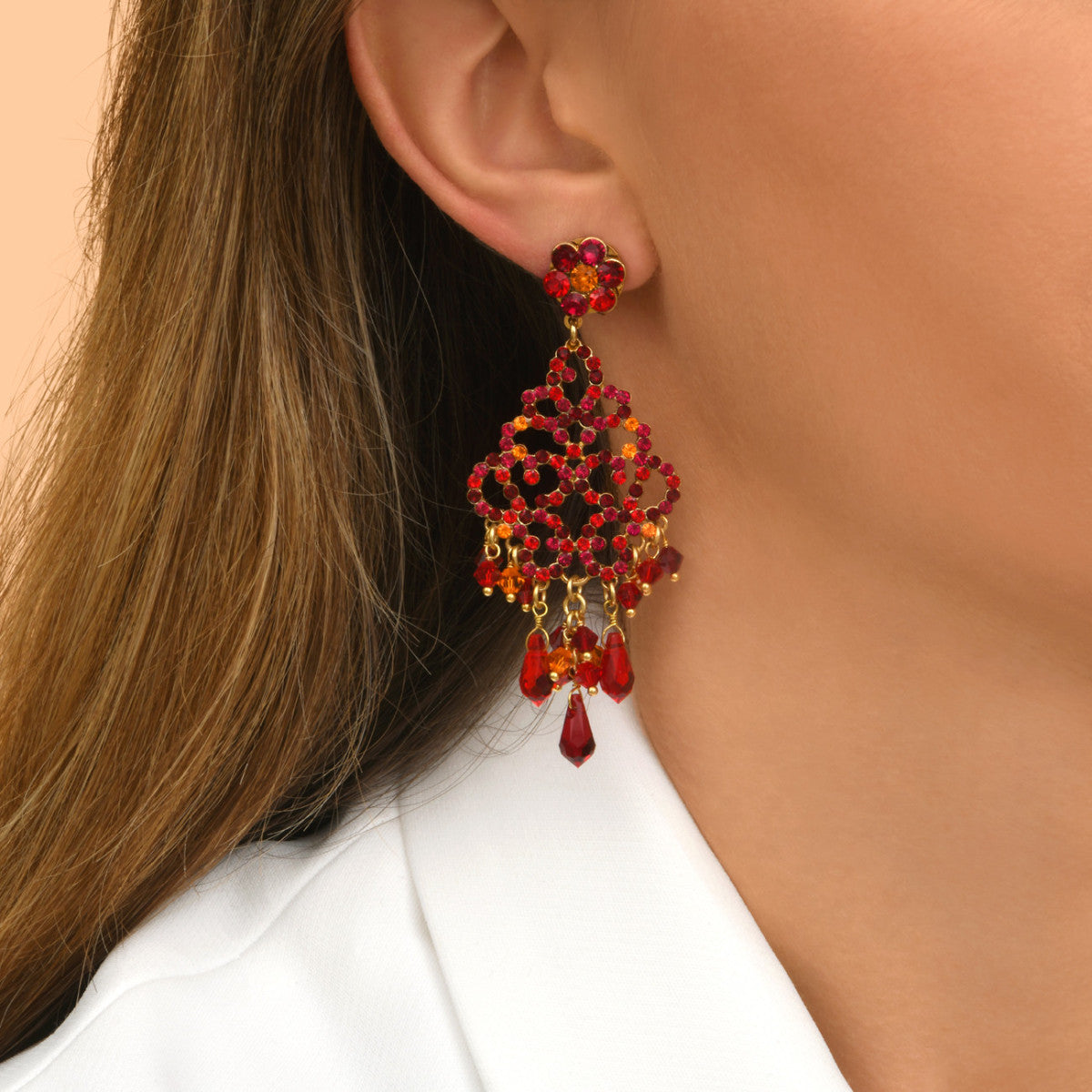Boucles d'oreilles longues Chiara - rouge Multi rouge