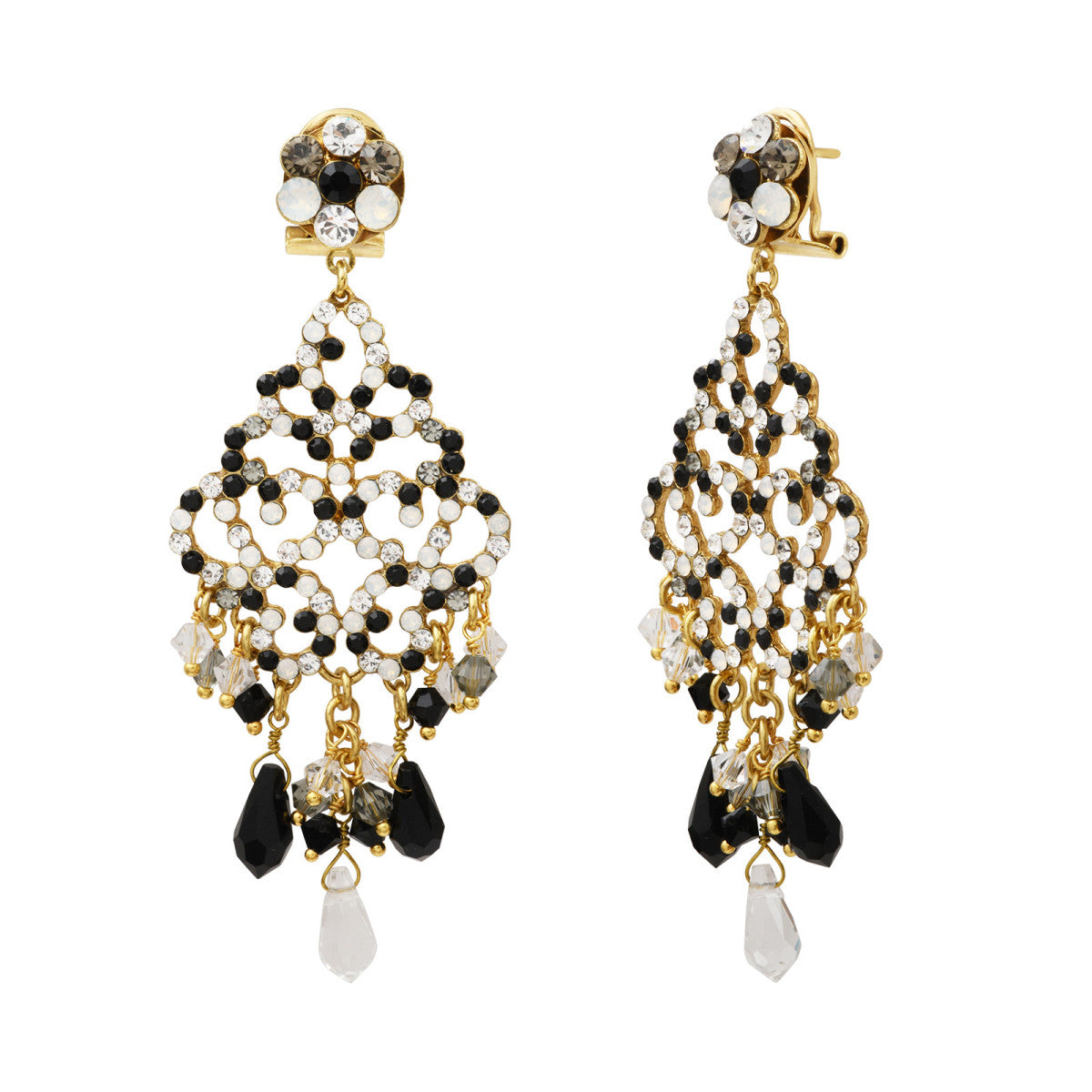 Boucles d'oreilles longues Chiara - noir et blanc Noir blanc