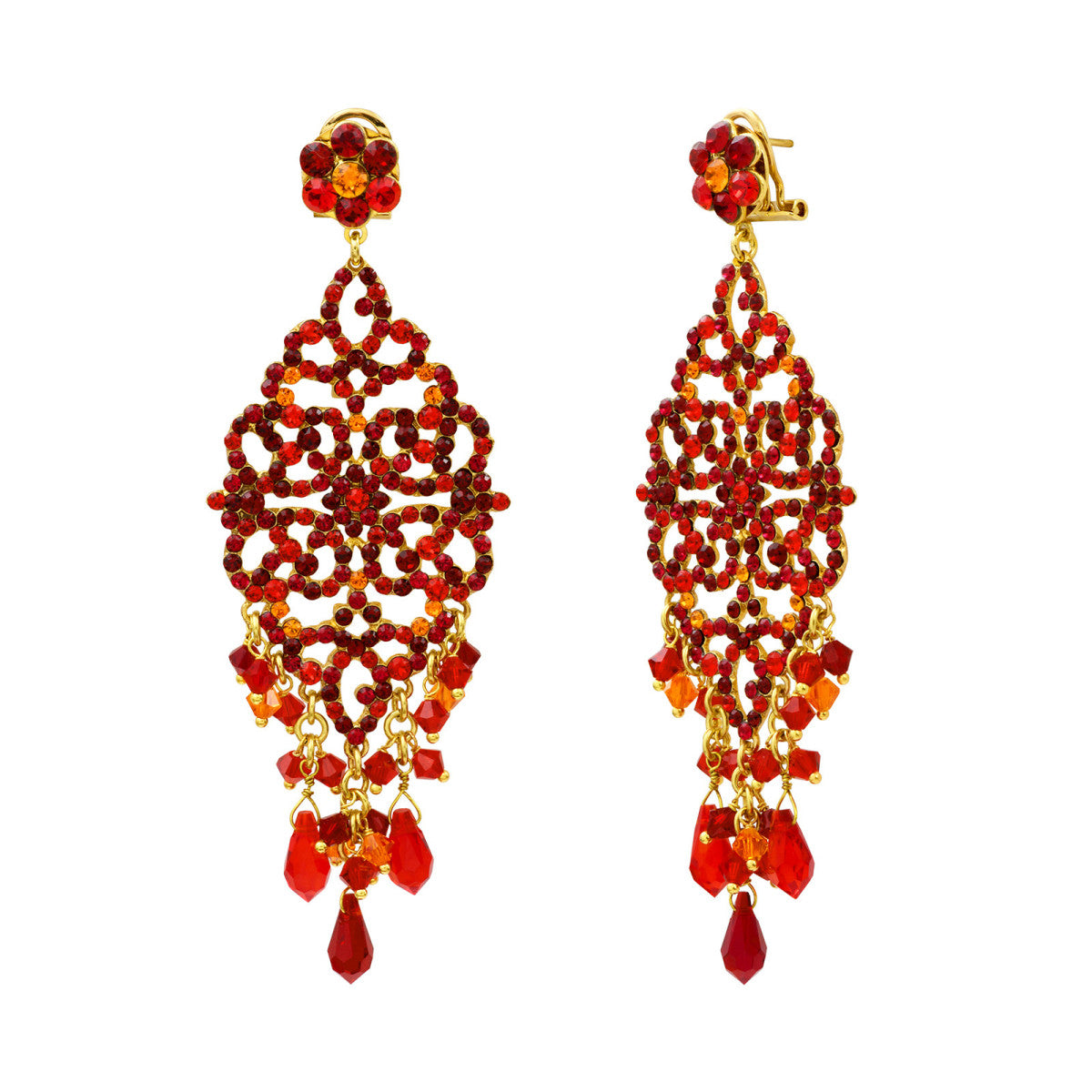 Boucles d'oreilles pendantes Chiara - rouge Multi rouge