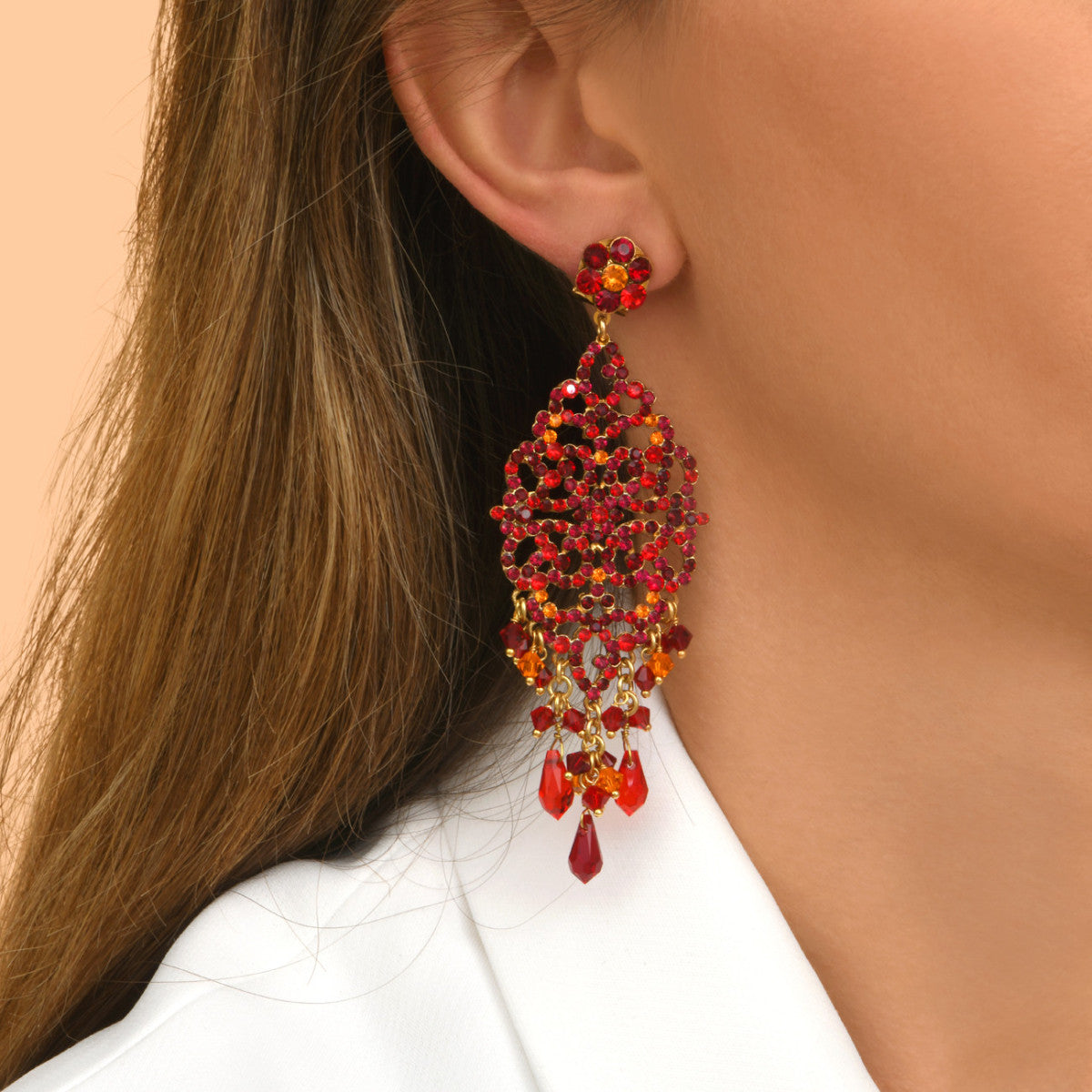 Boucles d'oreilles pendantes Chiara - rouge Multi rouge