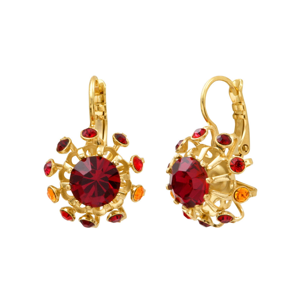 Petites boucles d'oreilles dormeuses festives strass - rouge Multi rouge