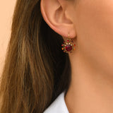 Petites boucles d'oreilles dormeuses festives strass - rouge Multi rouge