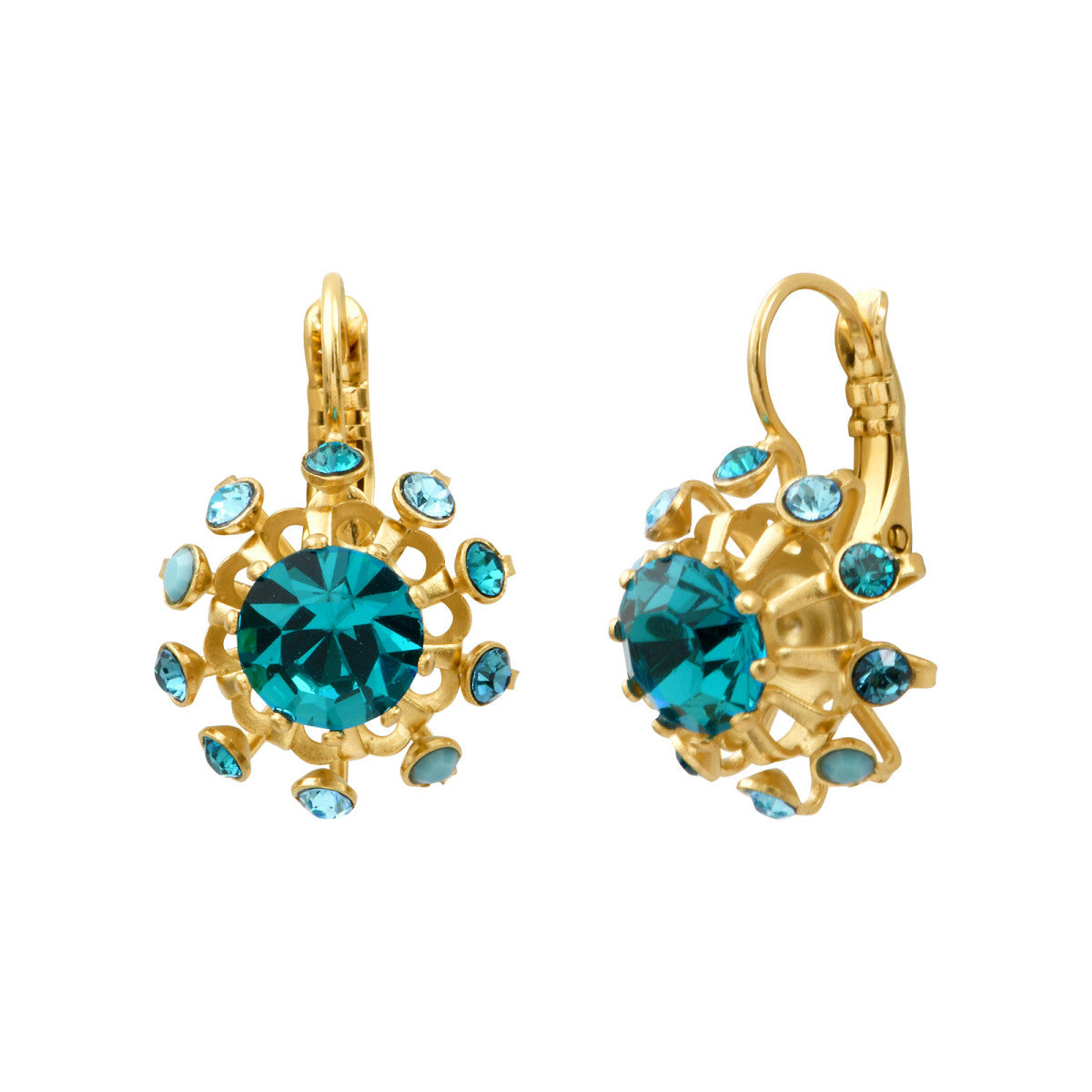 Petites boucles d'oreilles dormeuses chic cristal  - turquoise Multi turquoise