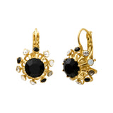 Petites boucles d'oreilles dormeuses solaires strass - noir et blanc Noir blanc