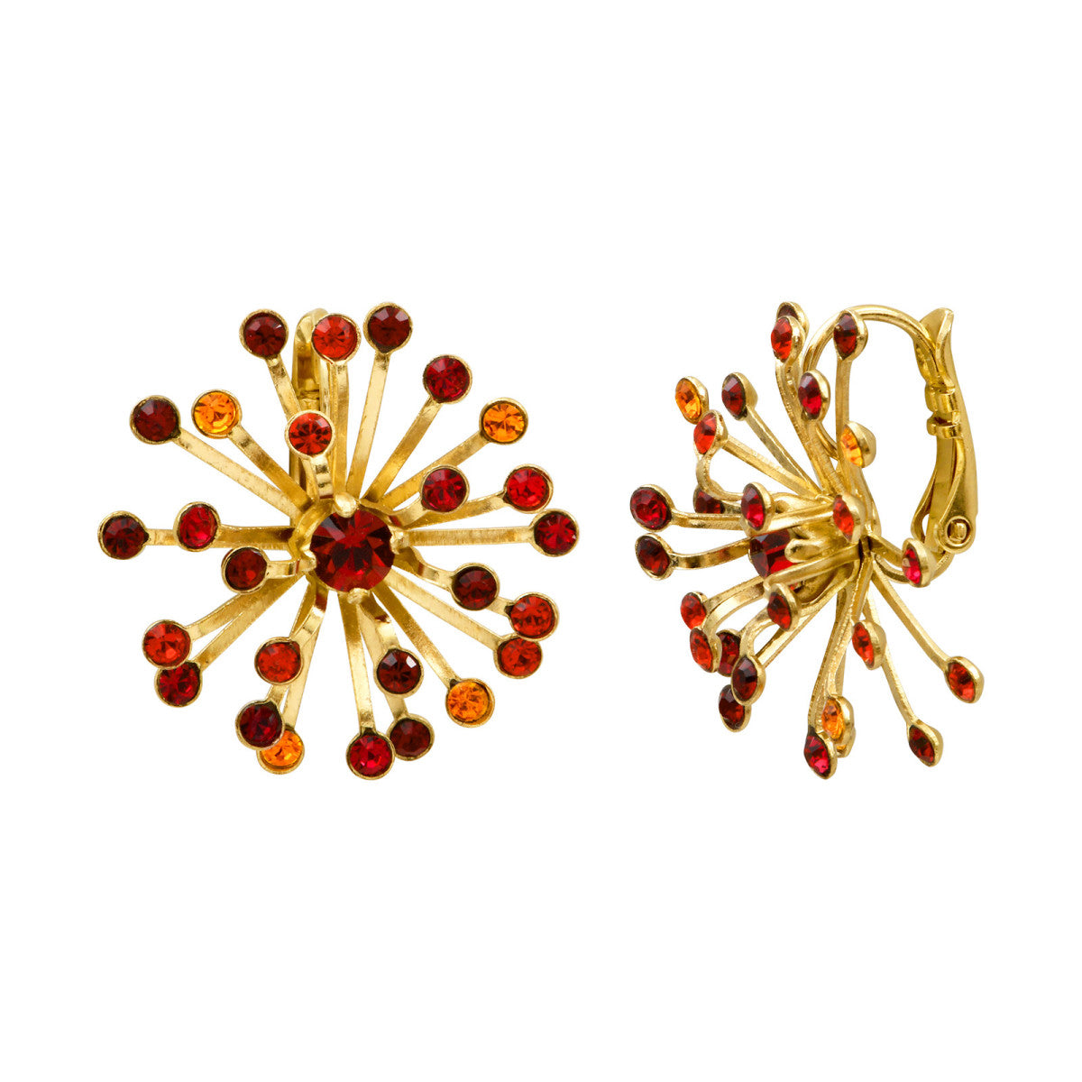 Boucles d'oreilles dormeuses arty strass  - rouge Multi rouge