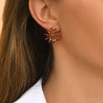 Boucles d'oreilles dormeuses arty strass  - rouge Multi rouge