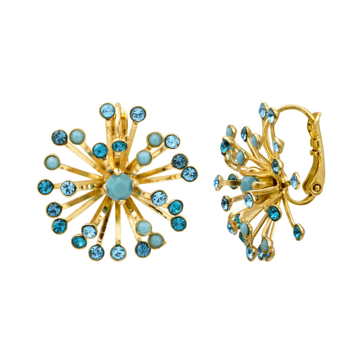 Boucles d'oreilles dormeuses arty strass  - turquoise Multi turquoise