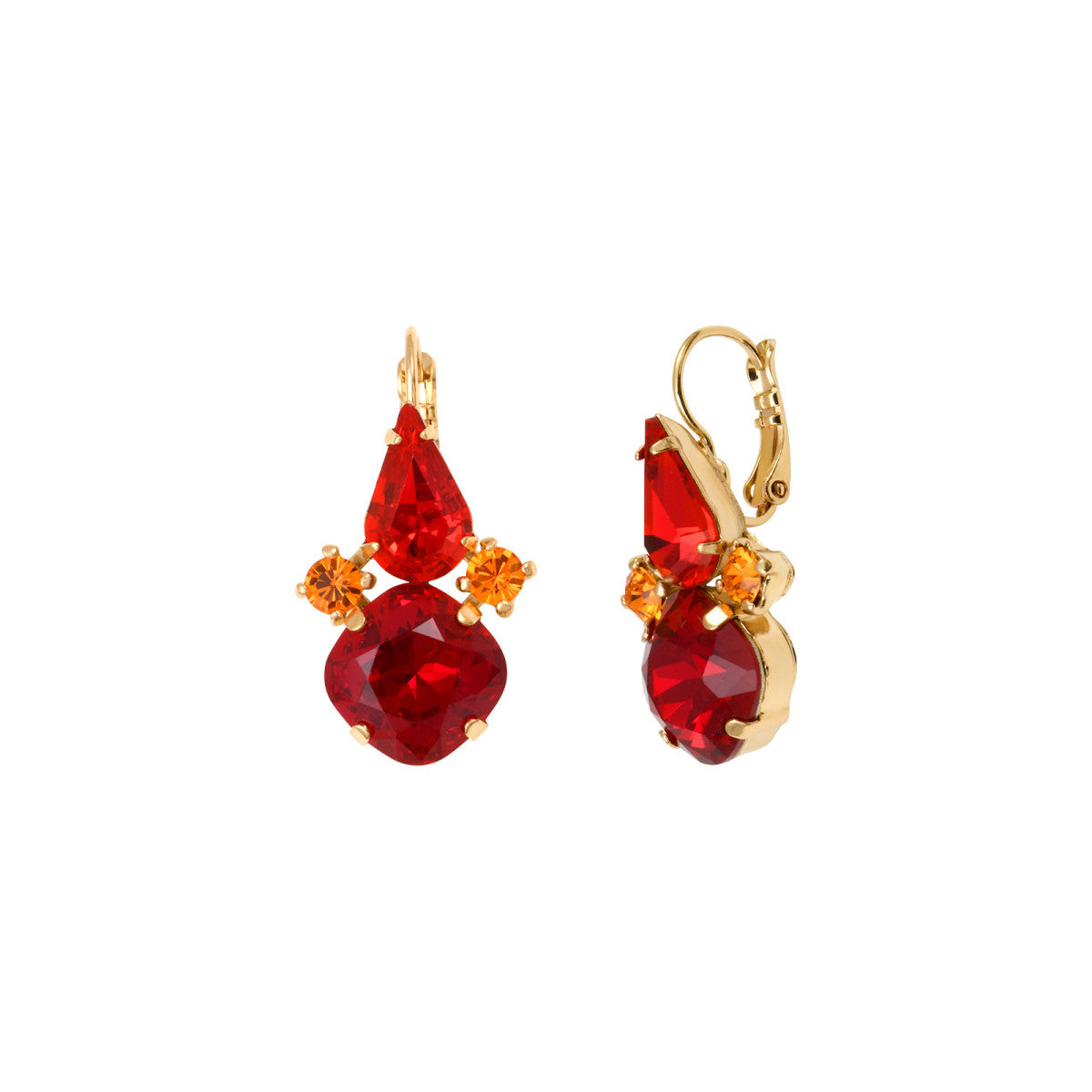 Boucles d'oreilles dormeuses strass cristal  - rouge Multi rouge