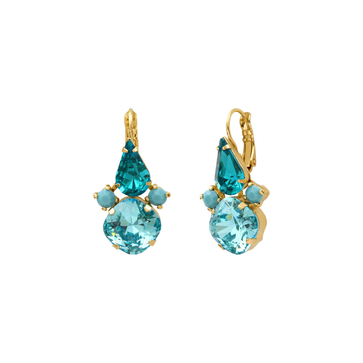 Boucles d'oreilles dormeuses strass cristal  - turquoise Multi turquoise