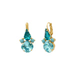 Boucles d'oreilles dormeuses strass cristal  - turquoise Multi turquoise