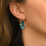Boucles d'oreilles dormeuses strass cristal  - turquoise Multi turquoise