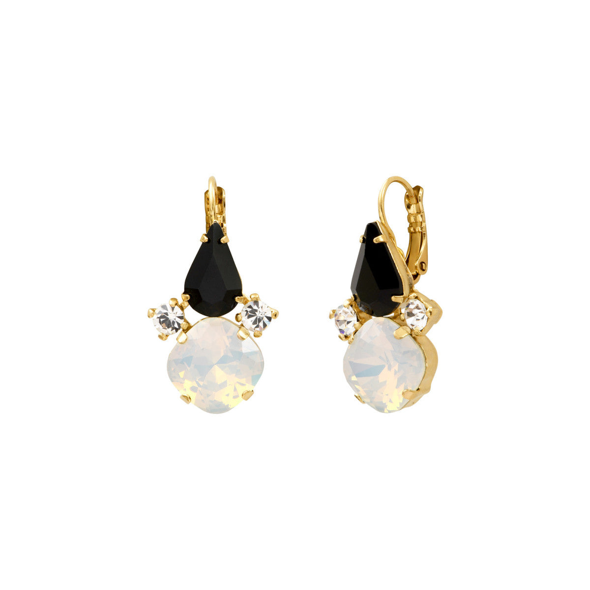 Boucles d'oreilles dormeuses strass - noir et blanc Noir blanc